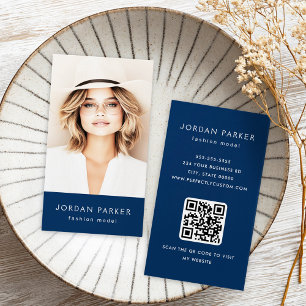 Foto QR Code - dunkelblaue Visitenkarten