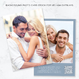 Foto QR Code Dusty Blue Background Vellum Overlay Einladung
