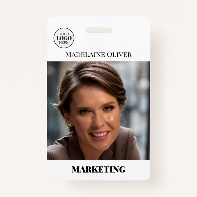 Foto QR Code Einfaches Logo-Abzeichen für Mitarbei Ausweis (Vorderseite)