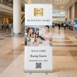 Foto QR Code Firmenlogo Seminarraum Nummer Ausziehbarer Banner
