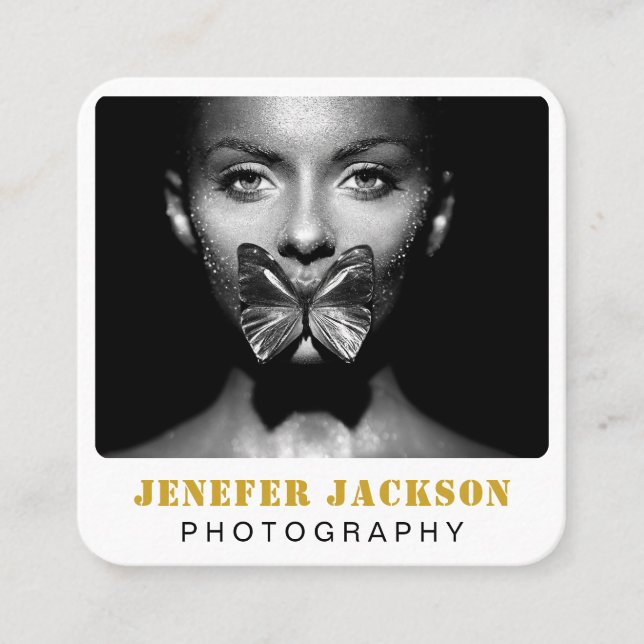 Foto QR-Code | Fotograf Fotografie weiß QR Quadratische Visitenkarte (Vorderseite)