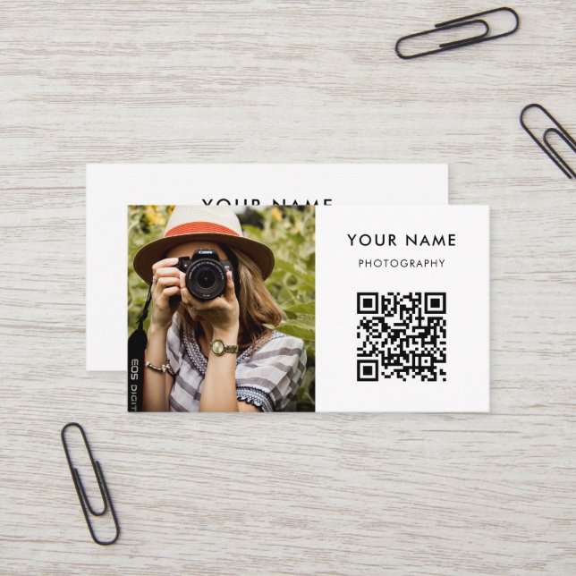 Foto QR Code, Fotograf Fotografy Business C Visitenkarte (Vorderseite/Rückseite Beispiel)