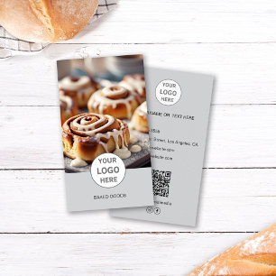 Foto QR-Code für Bakery-Logo Grau Visitenkarte