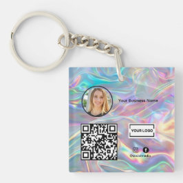Foto Qr-Code für Holografisches Add-Business-Logo Schlüsselanhänger