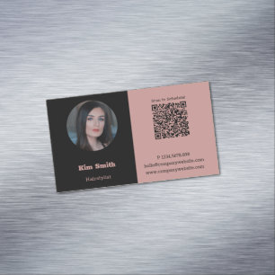 Foto QR-Code für Rosa und Schwarz Magnetische Visitenkarte