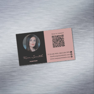 Foto QR-Code für Rosa und Schwarz Magnetische Visitenkarte