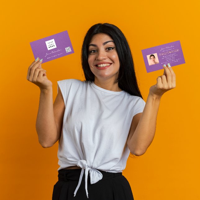 Foto QR-Code für Social Media-Logos Lila machen Visitenkarte (Social Media Logo Photo QR Code Makeup Purple Business Card)