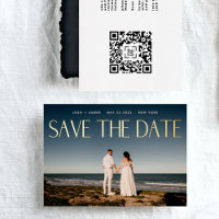 Foto QR Code Gold Foil Save the Date Karte