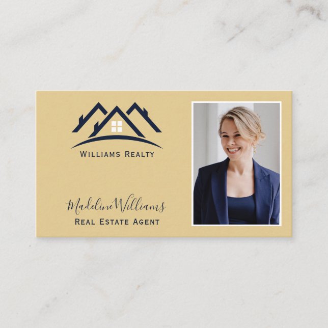 Foto QR Code Gold Real Anwesen Agent Visitenkarte (Vorderseite)