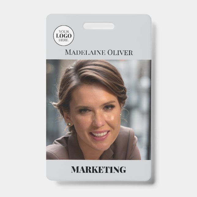 Foto QR Code Grau Logo Abzeichen für Mitarbeiter-I Ausweis (Vorderseite)