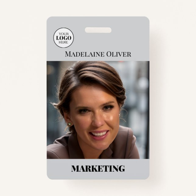 Foto QR Code Grau Logo Abzeichen für Mitarbeiter-I Ausweis (Vorderseite)