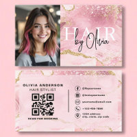 Foto QR Code Haarstiel Rosa Agate Marmor