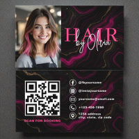 Foto QR Code Hair Stylist Black Hot Pink Agate
