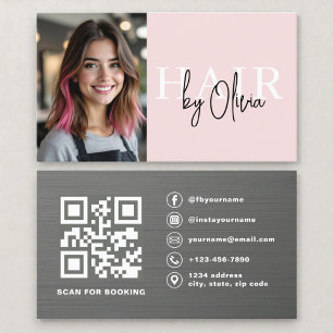 Foto-QR-Code-Hairstylist-Blush-Pink-Metallisch  Visitenkarte