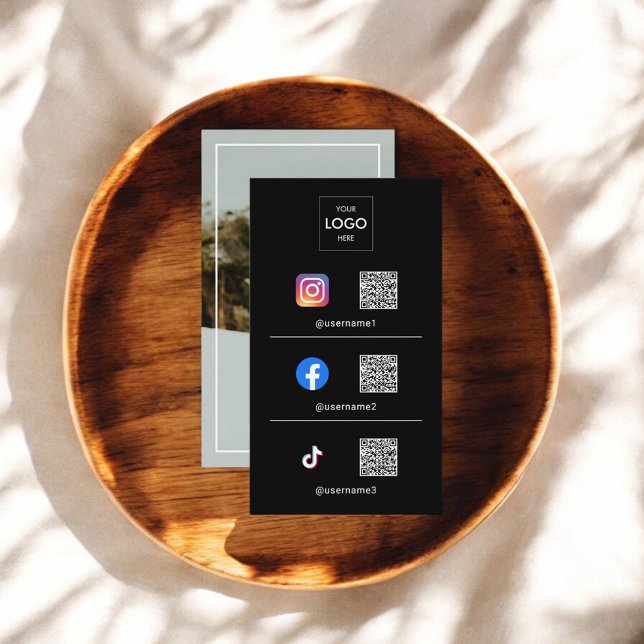 Foto QR Code Modern Logo Black Visitenkarte (Von Creator hochgeladen)