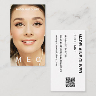 Foto QR Code Monogram Simple Elegant Visitenkarte