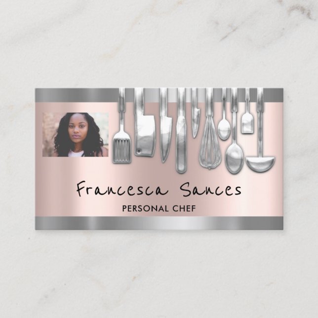 Foto QR Code Persönlicher Koch Kochlounge Silver Visitenkarte (Vorderseite)