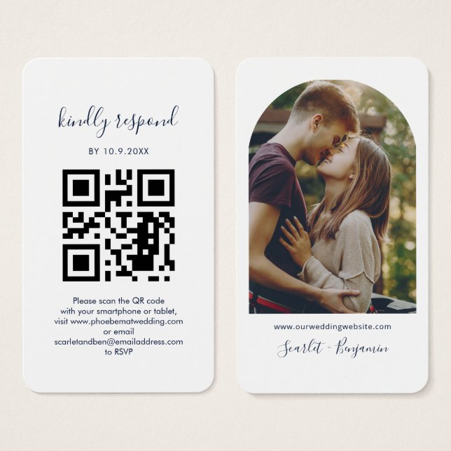 Foto-QR-Code-RSVP-Hochzeitswebsite-Einlegerkarte (Vorne & Hinten)