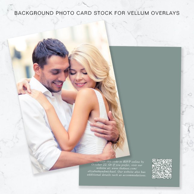 Foto QR Code Sage Background for Vellum Overlay Einladung (Von Creator hochgeladen)