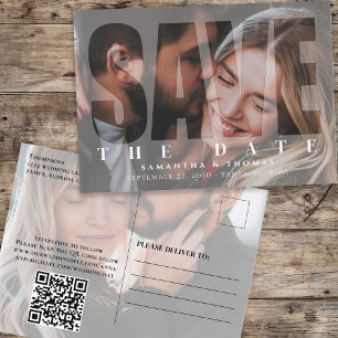 Foto QR-Code Save the Date Moderne Typografie Postkarte