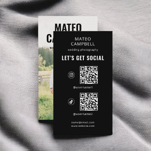 Foto QR Code Social Media Black Visitenkarte