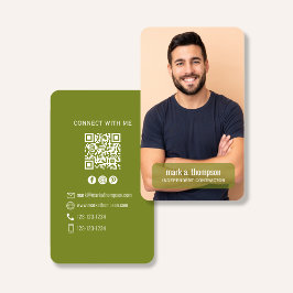Foto-QR-Code Verbinde Dich Mit Mir Olivgrün Visitenkarte