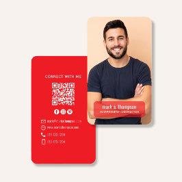 Foto-QR-Code Verbinde Dich Mit Mir Rot Modern Visitenkarte