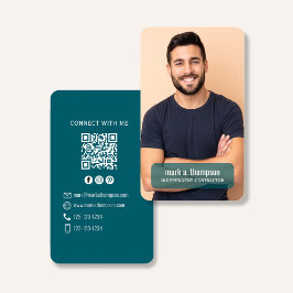 Foto-QR-Code Verbinde Dich Mit Mir Teal Modern Visitenkarte