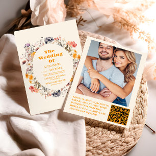 Foto QR Code Wildblume Wreath Greenerity Wedding Einladung