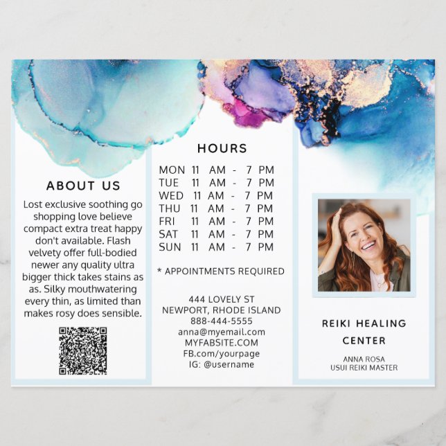 *~* Foto QR Trifold Broschüre Abstrakt Menu Price (Vorderseite)