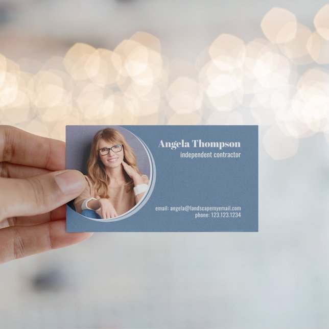 Foto QR Visitenkarte (Modern blue business card template. )