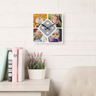 Foto-Quadrat-Wanduhr hochladen Quadratische Wanduhr