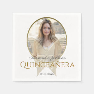 Foto Quinceanera 15. Geburtstag Goldener Schmetter Serviette