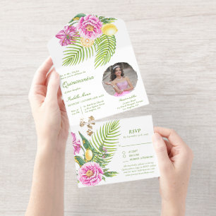 Foto Quinceañera All-in-One-Einladung
