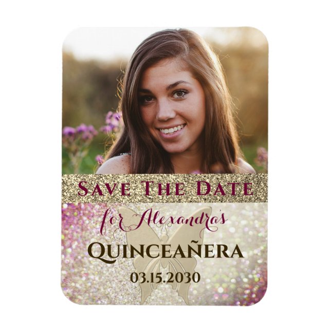 Foto Quinceanera Birthday Save the Date Magnet (Vertikal)