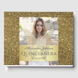 Foto Quinceanera Gold Glitzer Gästebuch