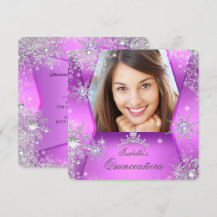 Foto Quinceanera Lila Rosa Winter Wonderland Einladung