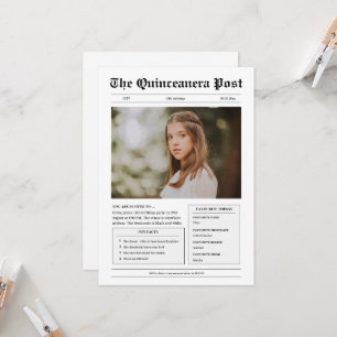 Foto Quinceanera: Schwarzweiß Einladung