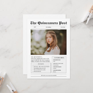 Foto Quinceanera: Schwarzweiß Einladung
