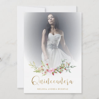 Foto Quinceñera Español Guirnalda Floral Rosa