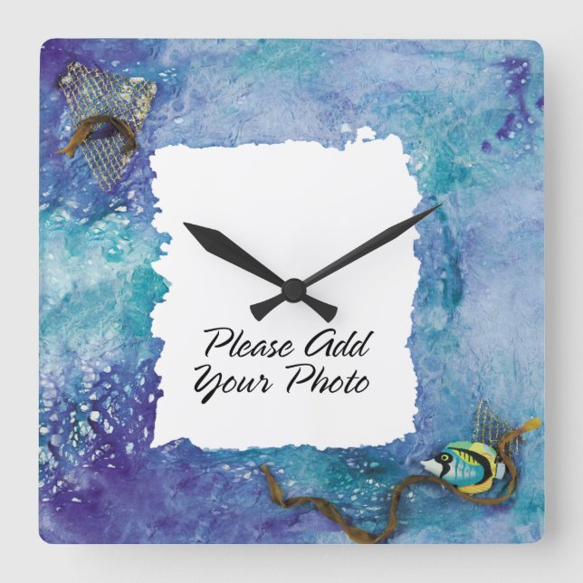 Foto-Rahmen-2-Wandleuchte Quadratische Wanduhr (Vorderseite)