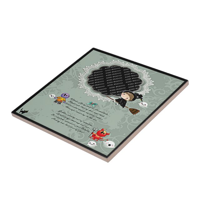 Foto Rahmen mit Hexe, Monster, Geist, Katze Fliese (Seite)