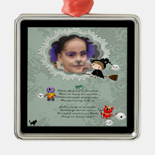 Foto Rahmen mit Hexe, Monster, Geist, Katze Ornament Aus Metall