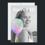 *~* FOTO - Rainbow Sweet 16 Balloon AP29 Birthday Einladung<br><div class="desc">(Suche nach ähnlichen Designs auf verschiedenen Produkten in AP29) (Dieses Design kann leicht an JEDES Alter oder EVENT angepasst werden) Erfahren Sie, wenn Sie Hilfe benötigen. *~* Energie-Enhanced SWEET 16 Geburtstag Einladung. Ändern / Bearbeiten Sie den Text und das FOTO des süßen 16 Geburtstagskarls. Abstrakte Künstlerische Girly Chic SWEET 16...</div>