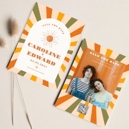 Foto Rainbow Wavy Groovy Save the Date Qr Code