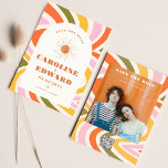Foto Rainbow Wavy Groovy Save the Date Qr Code<br><div class="desc">Foto Burnt Orange Sun Retro Boho Save the Date Qr Code</div>