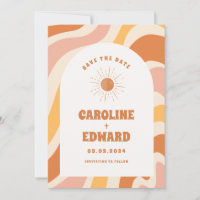 Foto Rainbow Wavy Groovy Save the Date Qr Code