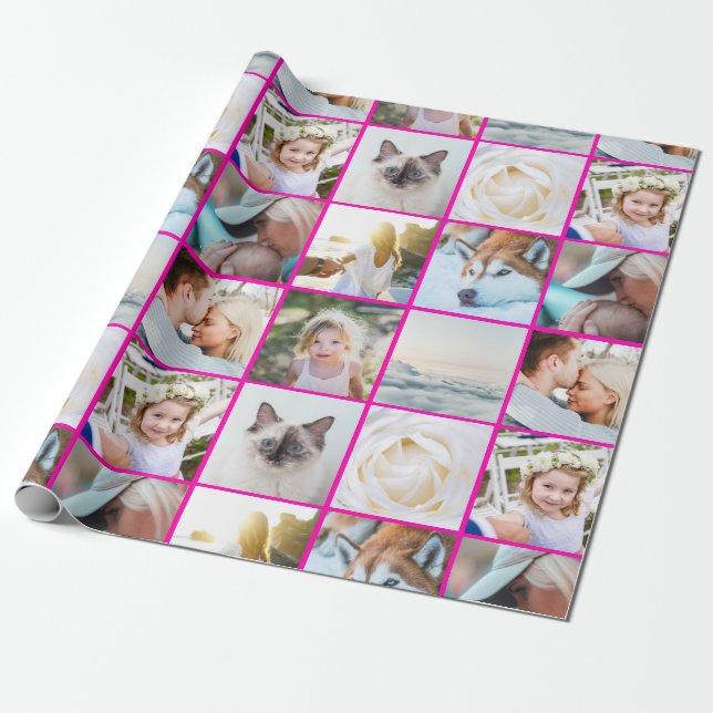 Foto-Raster-Collage rosa Geschenkpapier (Ungerollt)