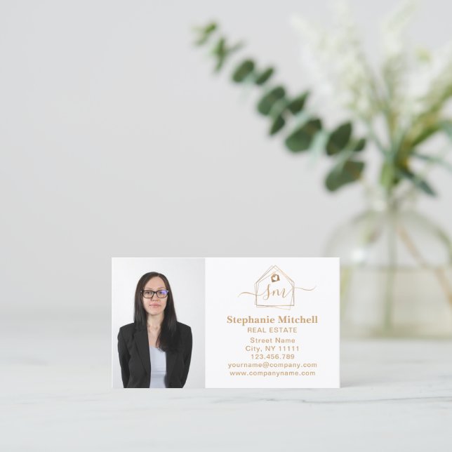 Foto Real Anwesen Realtor Key House Gold einfügen Visitenkarte (Stehend Vorderseite)