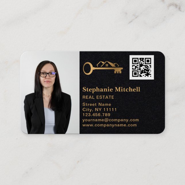 Foto Real Anwesen Realtor Key House QR Code einfüg Visitenkarte (Vorderseite)